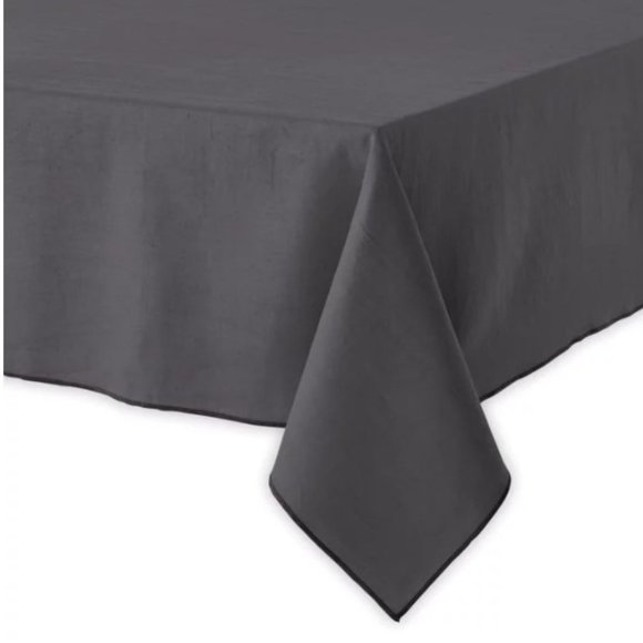 Studio 3B Chambray Merrowed Linen Blend 52" x 70" Oblong Tablecloth Grey - Picture 1 of 3